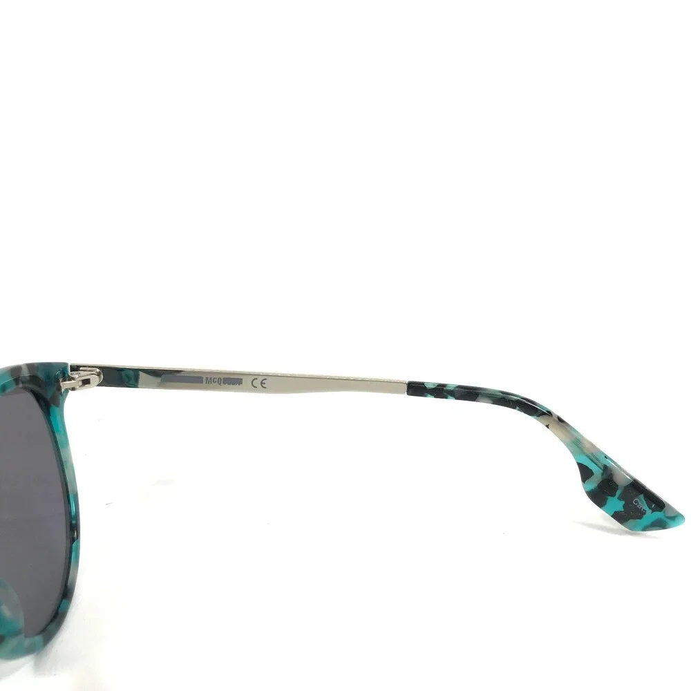 McQ Sunglasses MQ0069S 003 Blue Silver Tortoise Round Frames with Blue Lenses